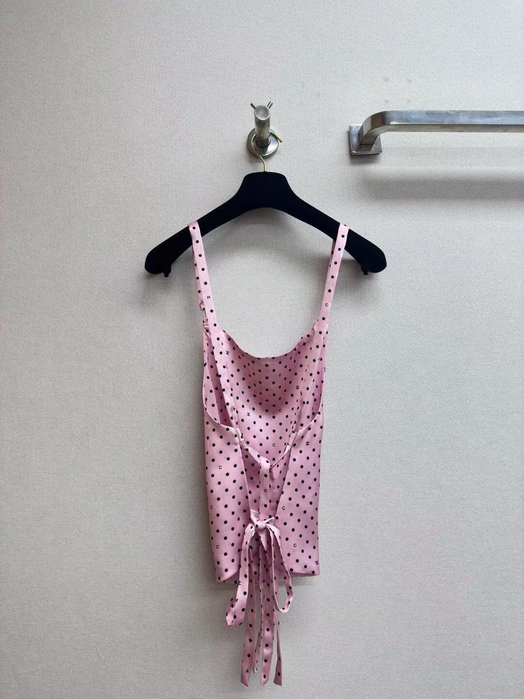 0528 Polka dot backless halter top