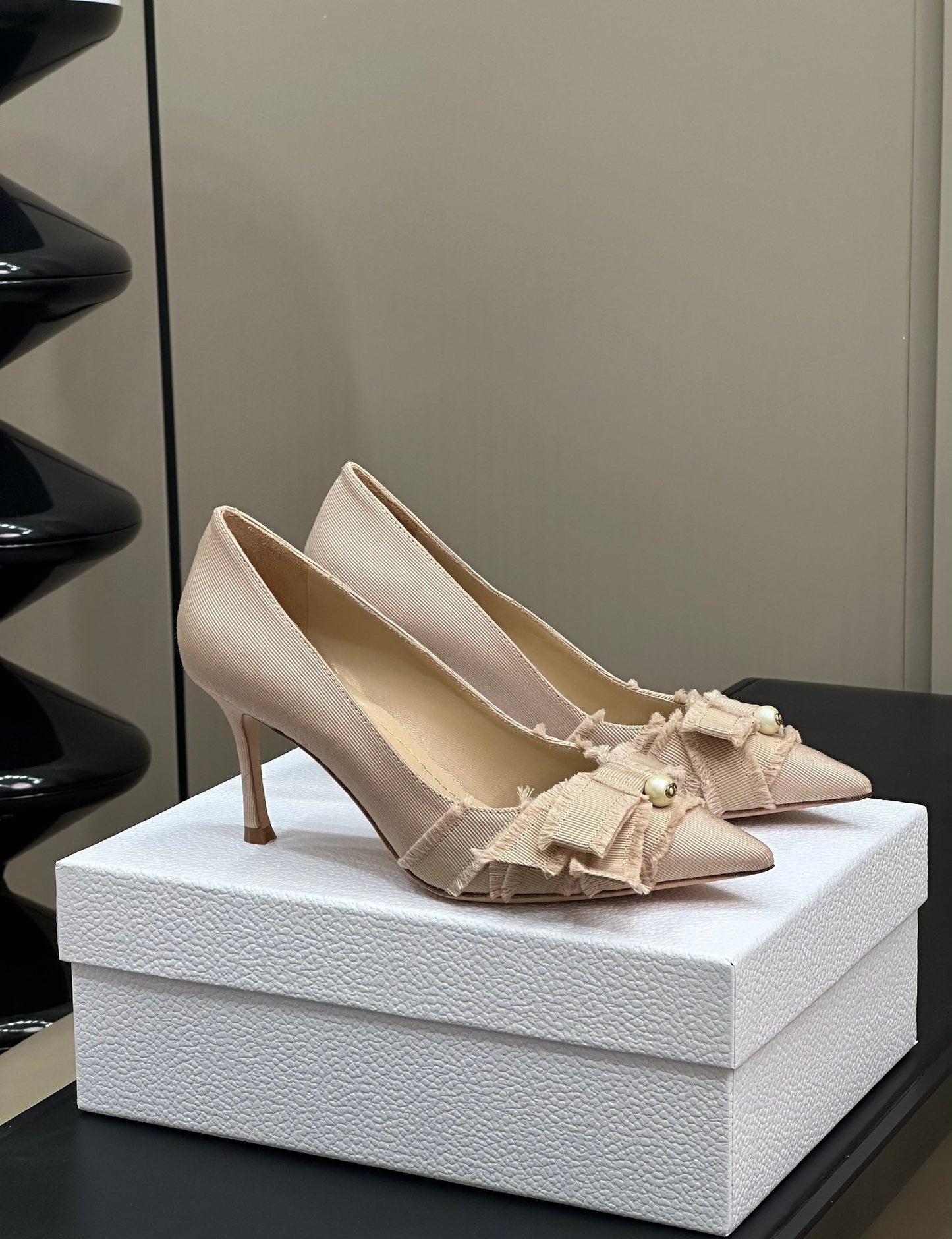0528 24ss new arrival~ cd home bow 🎀 pearl cat heel small shoes