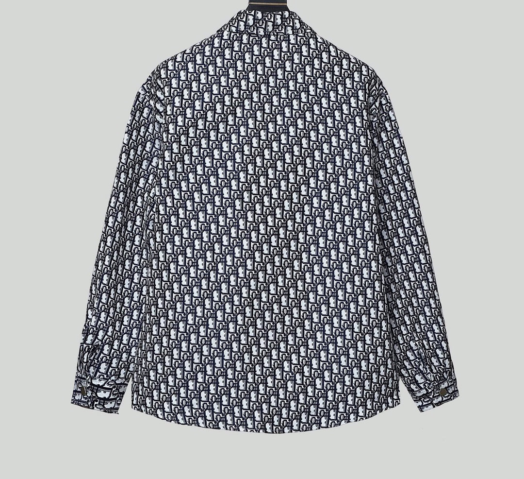 Men's Button Up Overshirt Jacket Oblique Cotton