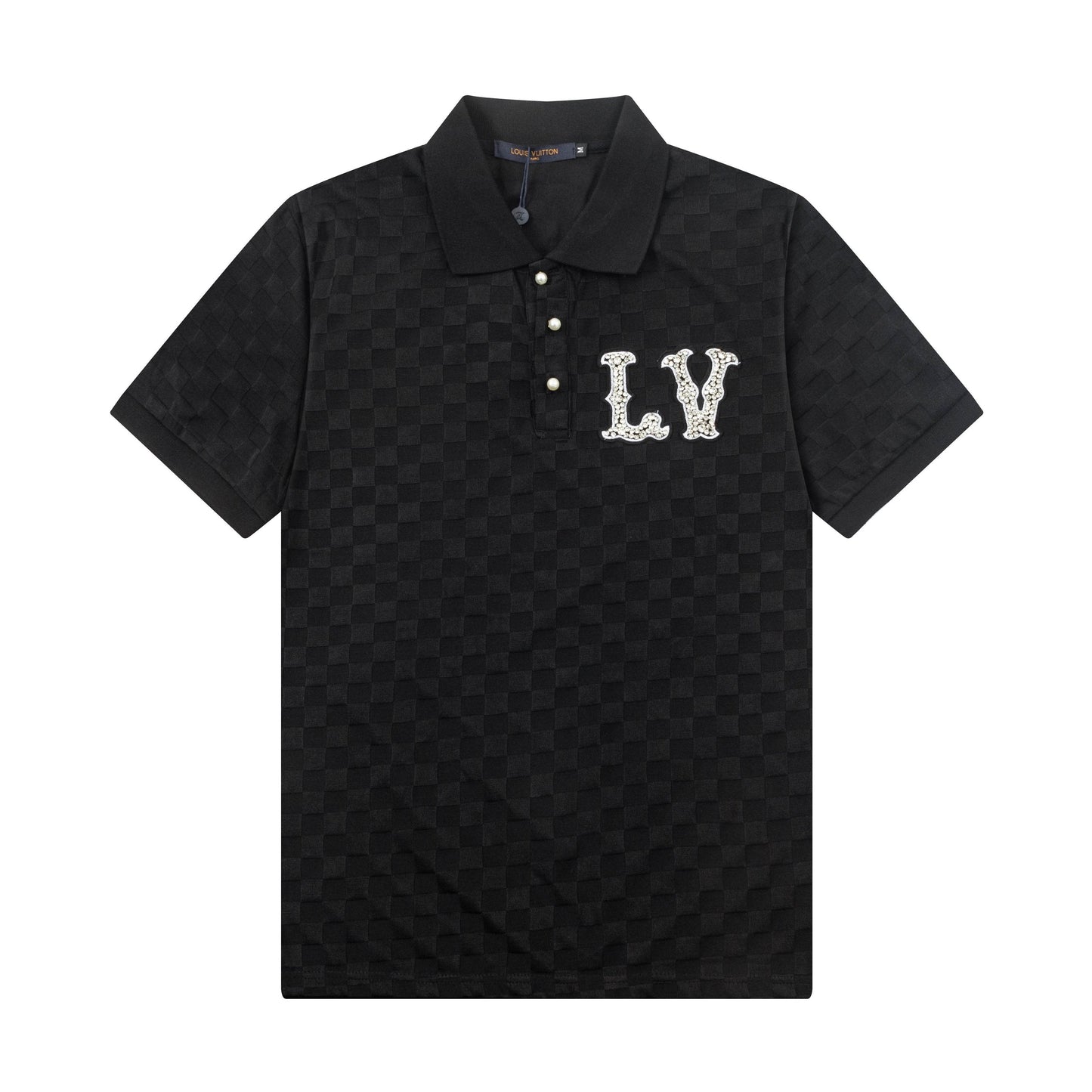 250305 New high quality knitted checkered polo shirt