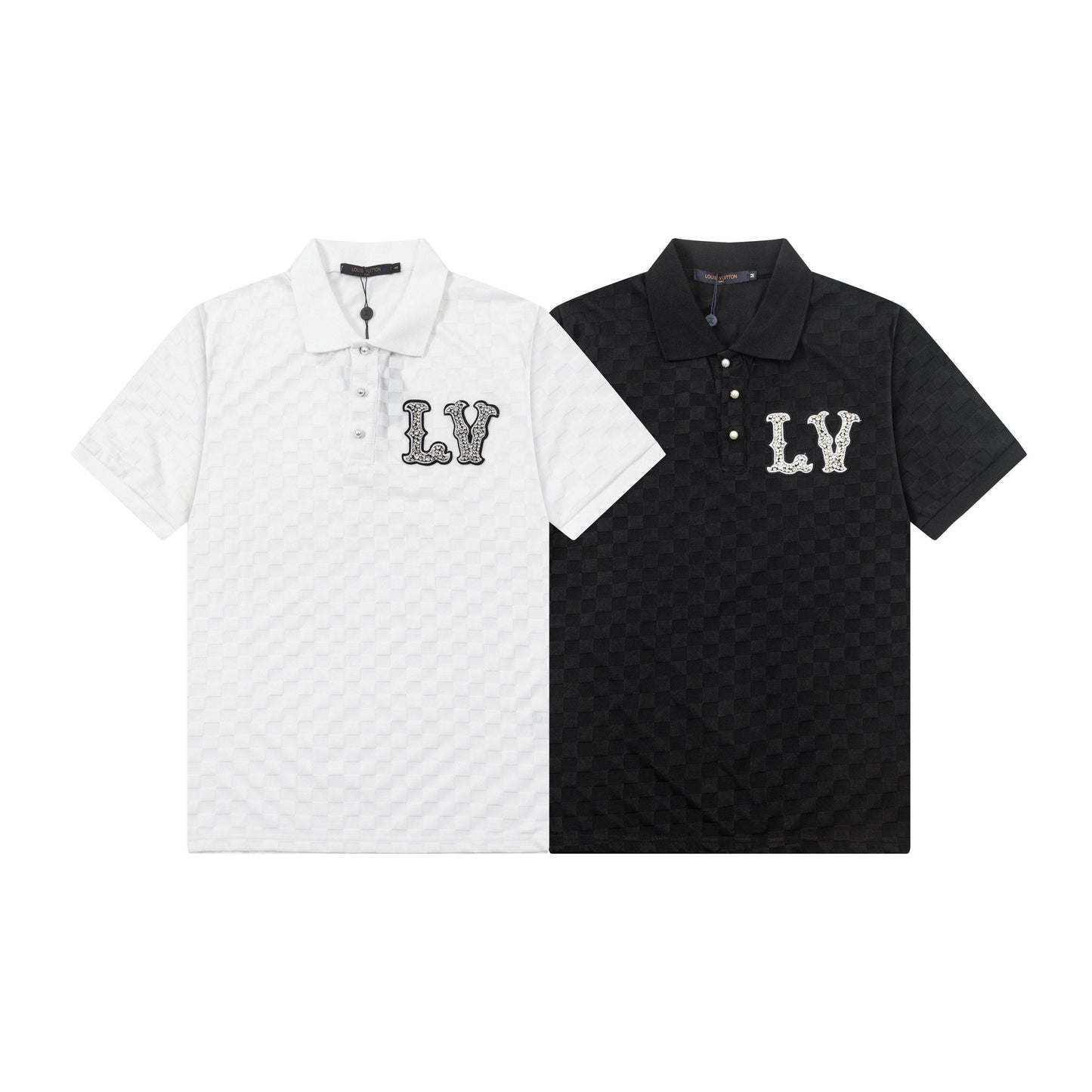 250305 New high quality knitted checkered polo shirt