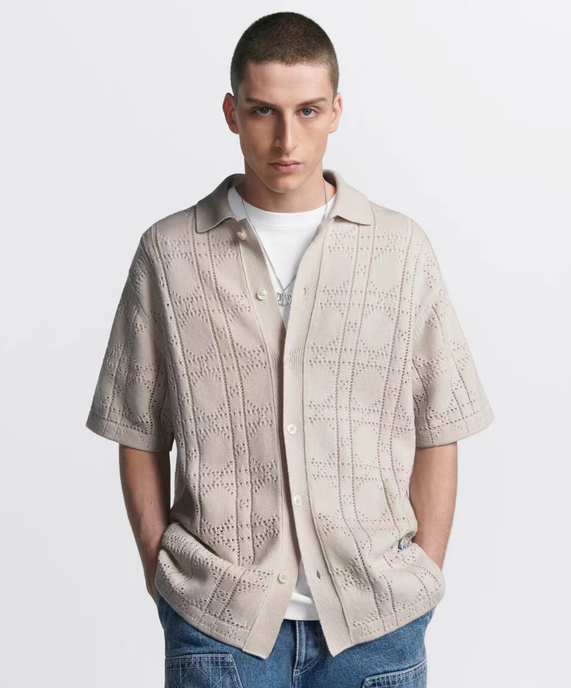 250313 New features diamond hollowed-out jersey lapel POLO