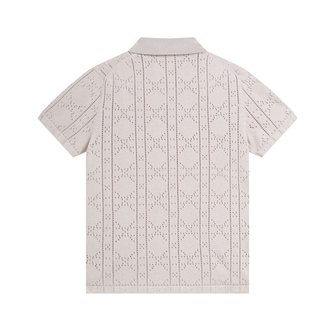 250313 New features diamond hollowed-out jersey lapel POLO