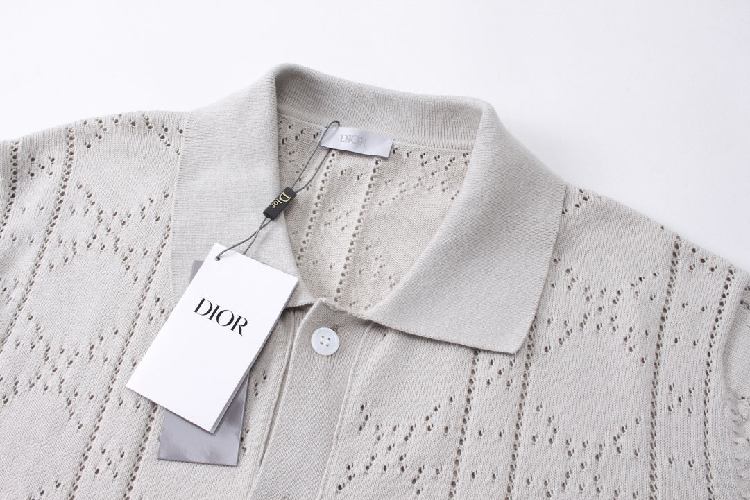 250313 New features diamond hollowed-out jersey lapel POLO