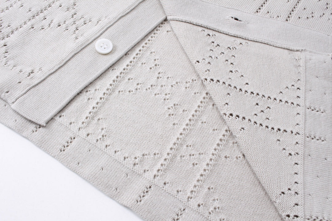 250313 New features diamond hollowed-out jersey lapel POLO