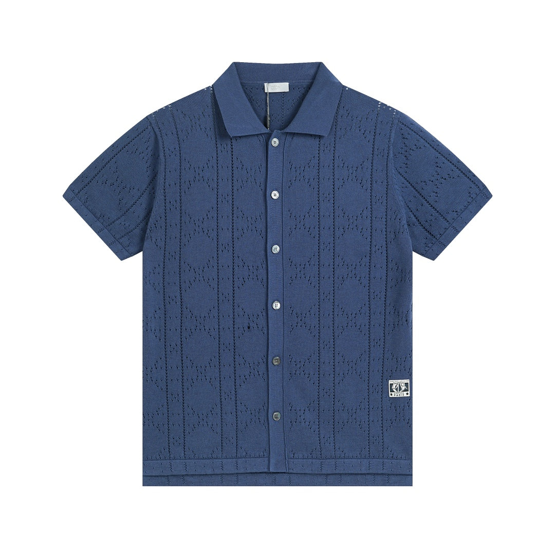 250313 New features diamond hollowed-out jersey lapel POLO
