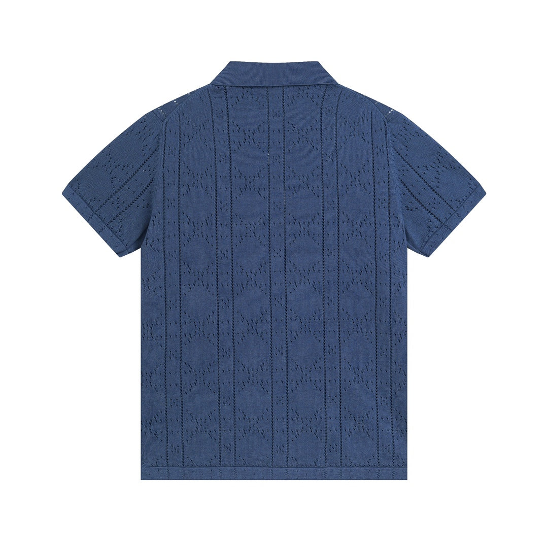 250313 New features diamond hollowed-out jersey lapel POLO