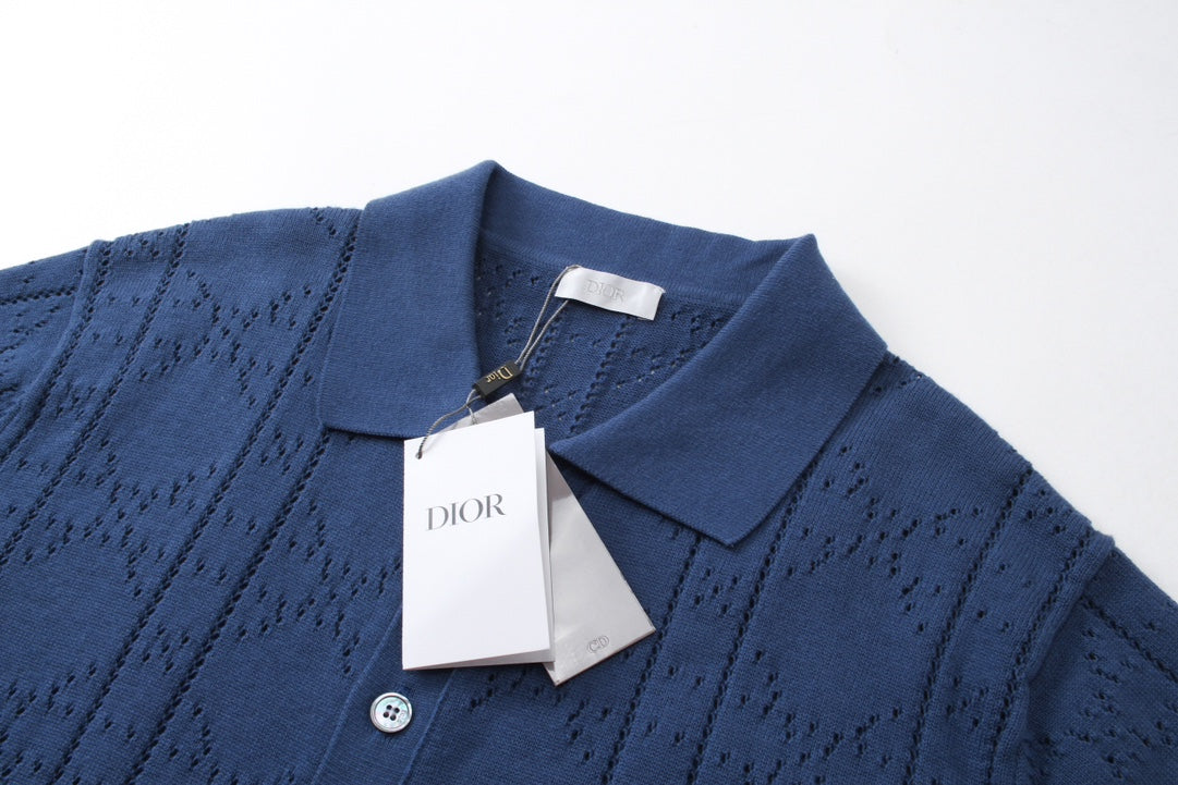 250313 New features diamond hollowed-out jersey lapel POLO