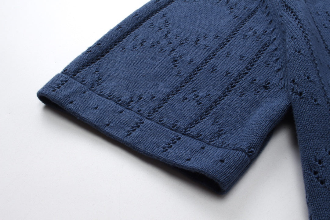 250313 New features diamond hollowed-out jersey lapel POLO