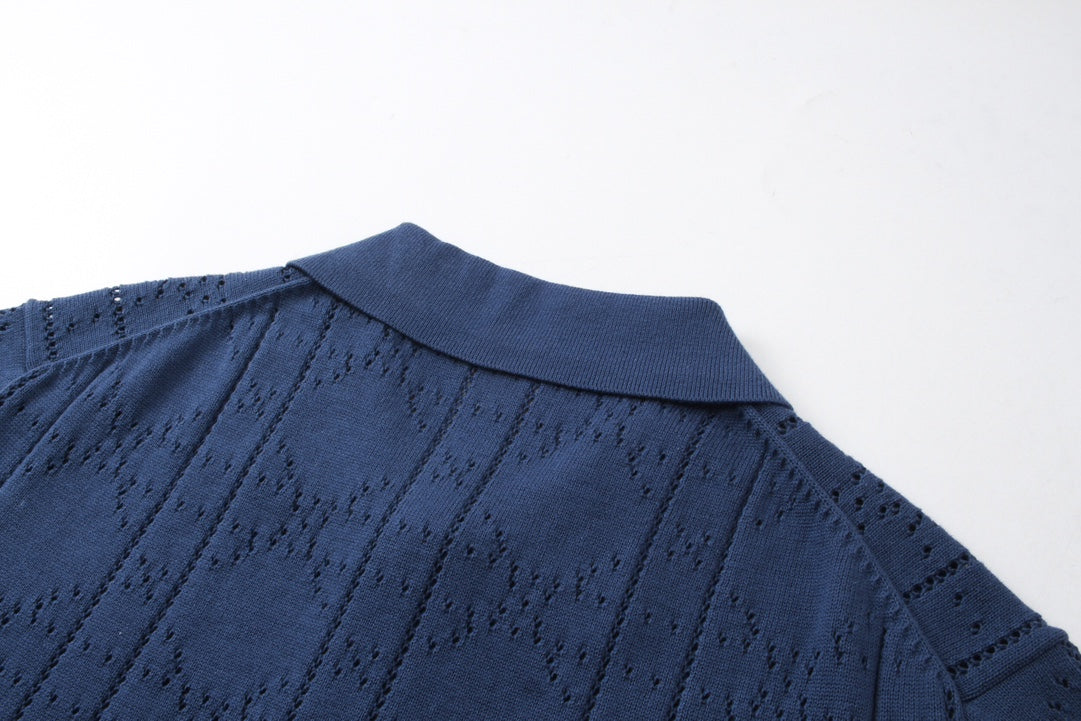 250313 New features diamond hollowed-out jersey lapel POLO