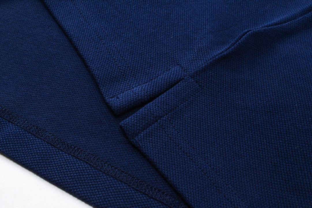 250313 New high quality tri-color woven with color contrast patchwork lapel polo