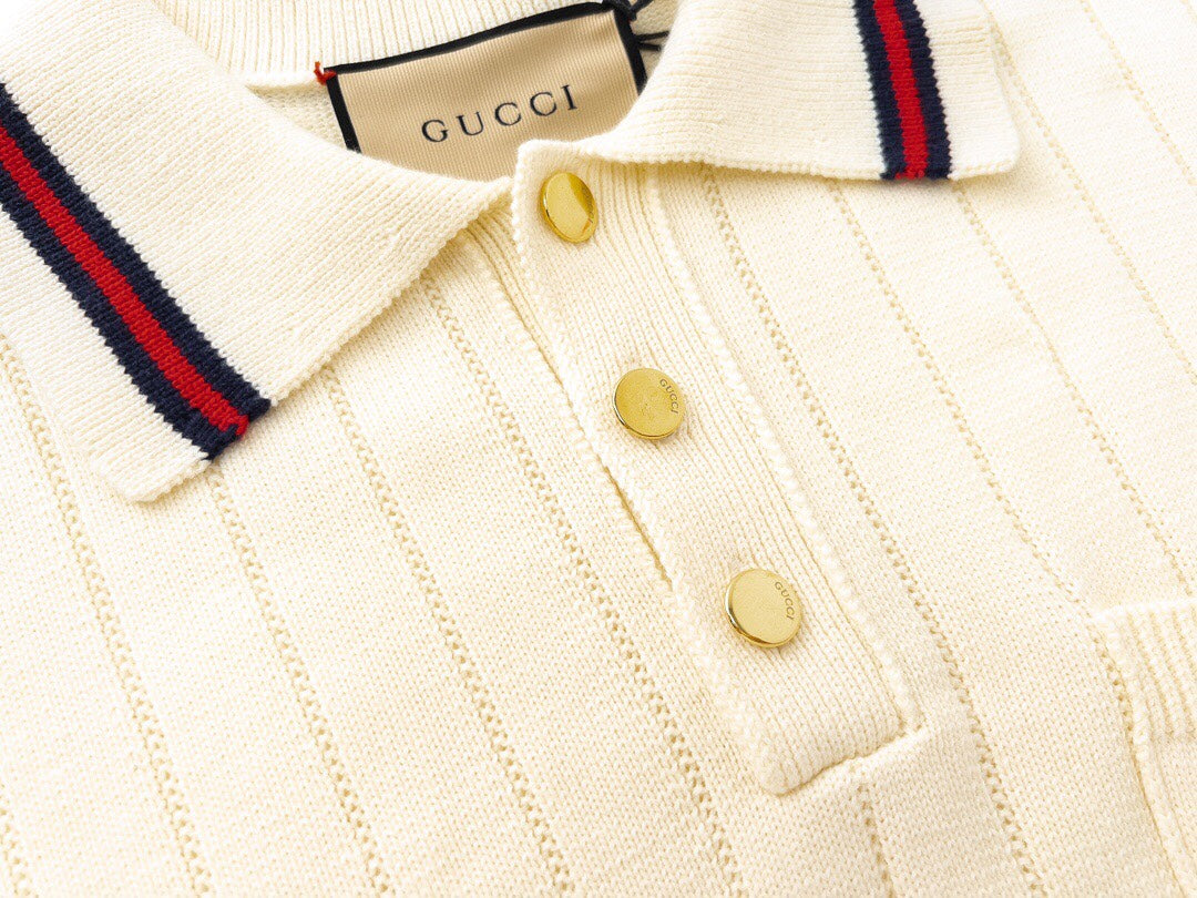 250318 New high quality pocket striped knit POLO