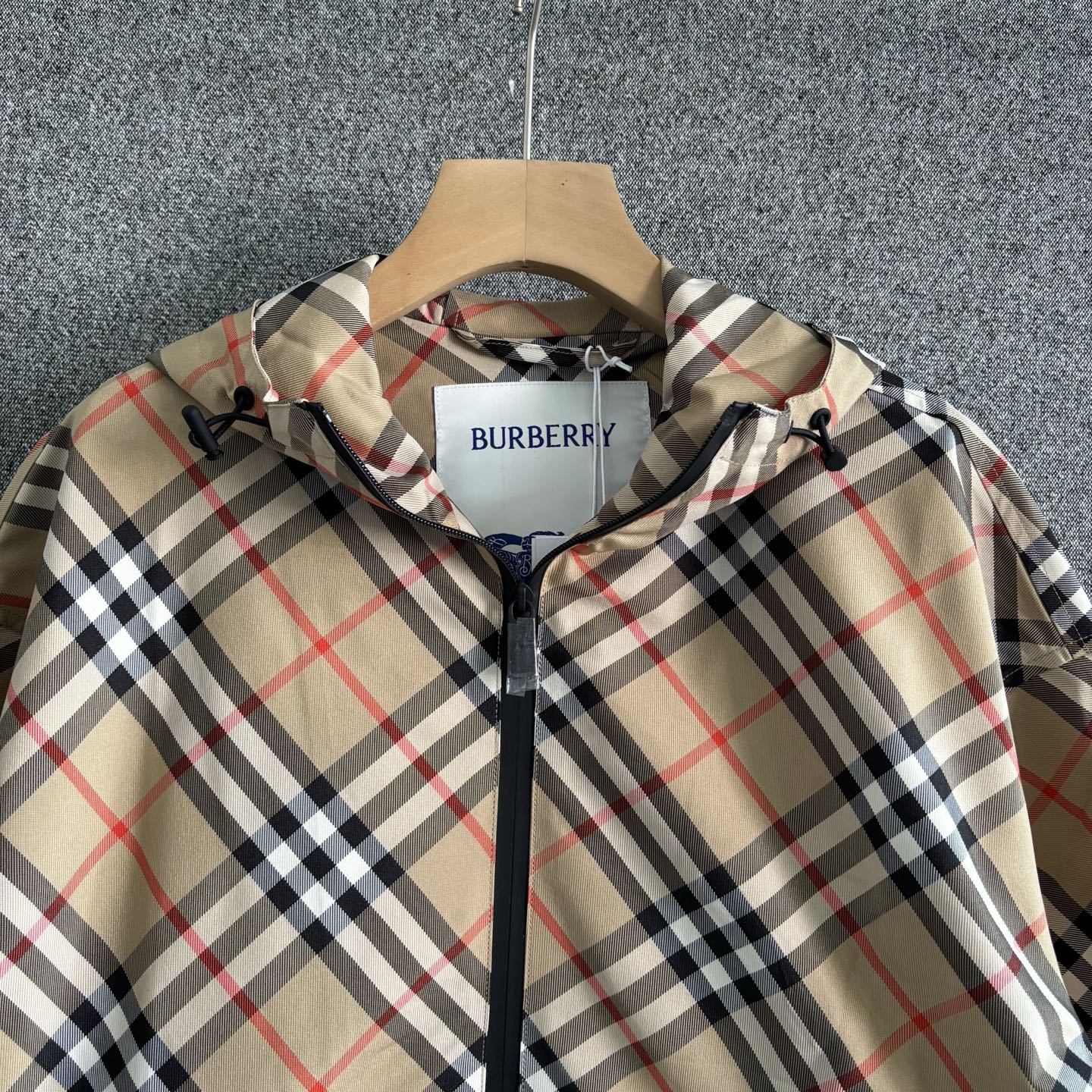 250325 New plaid long-sleeved hooded coat