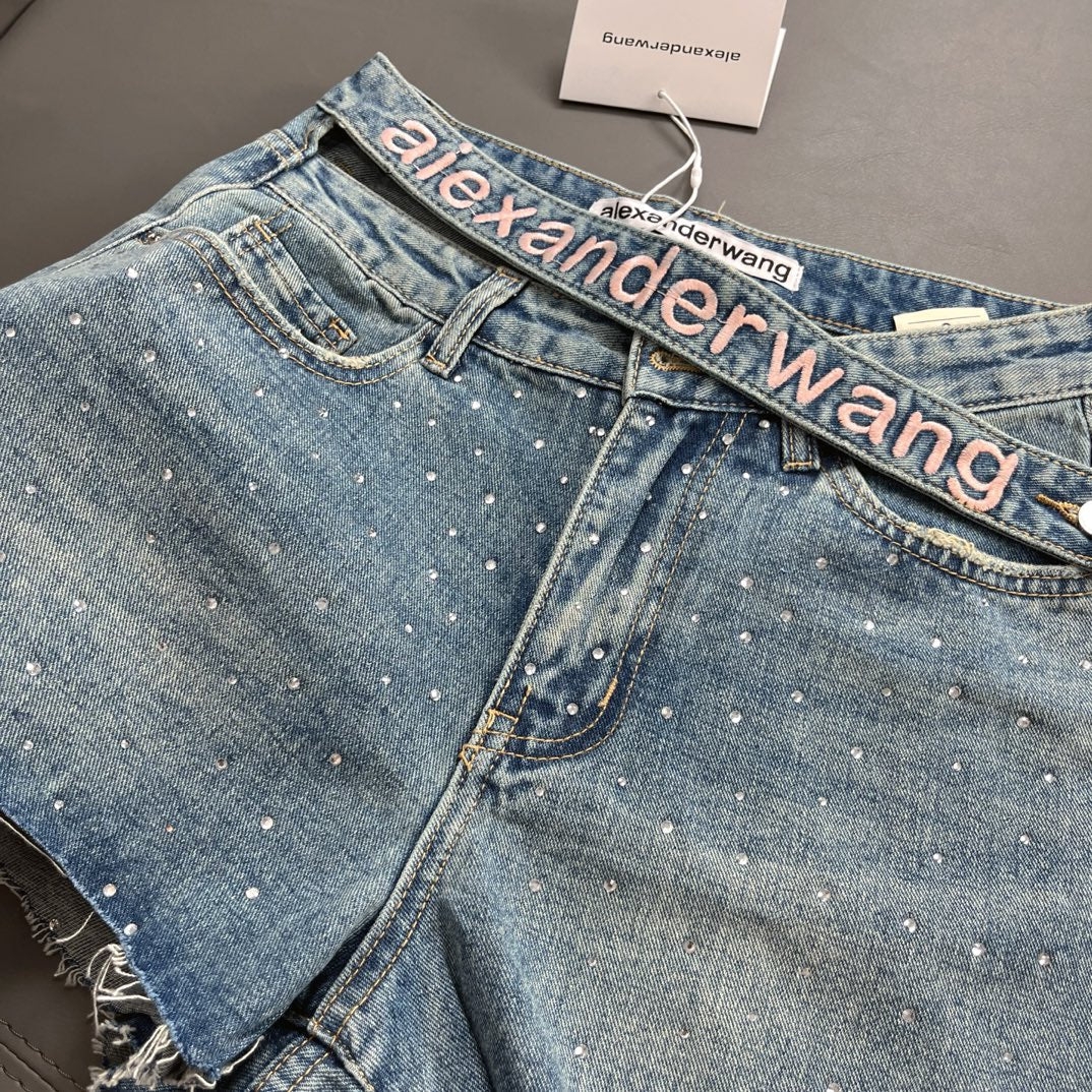0528 Classic Lettering Denim Shorts