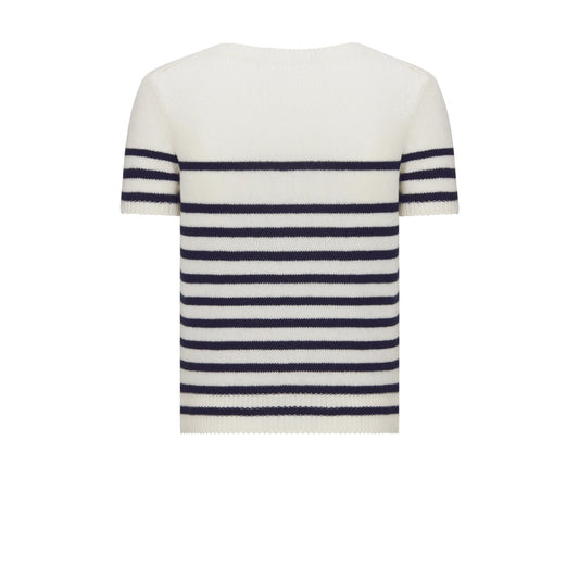 0528 Contrast striped crew neck shirt
