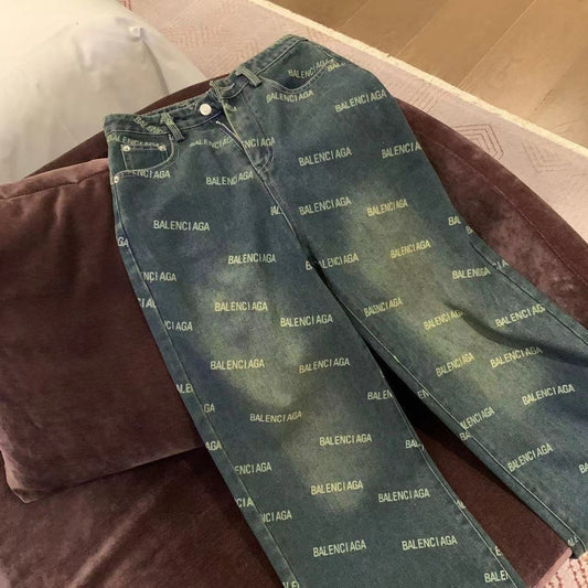 0528 Logo wide leg jeans