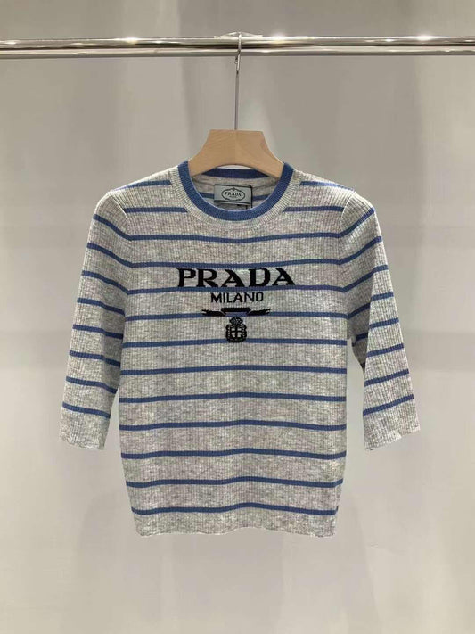 0528 Striped knit short sleeves