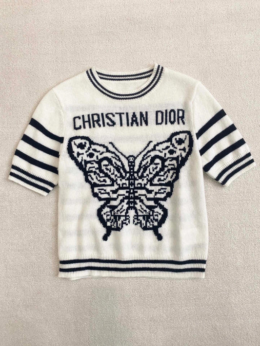 0528 Letter Striped Casual T