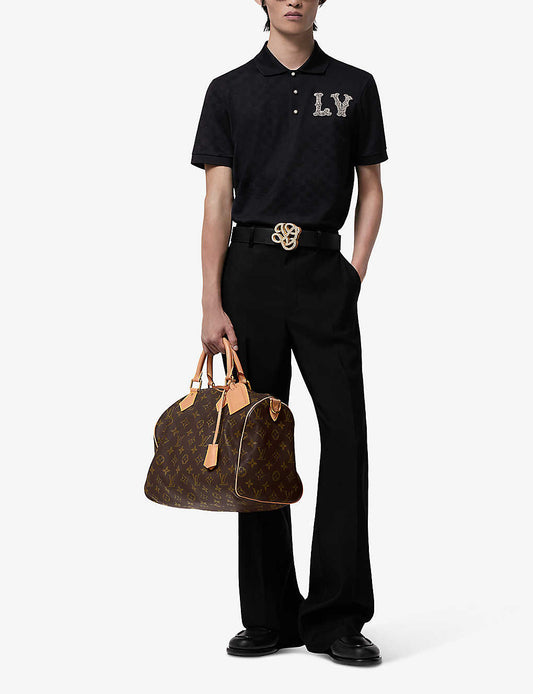 0528 L's Brand-embroidered short-sleeve cotton polo shirt