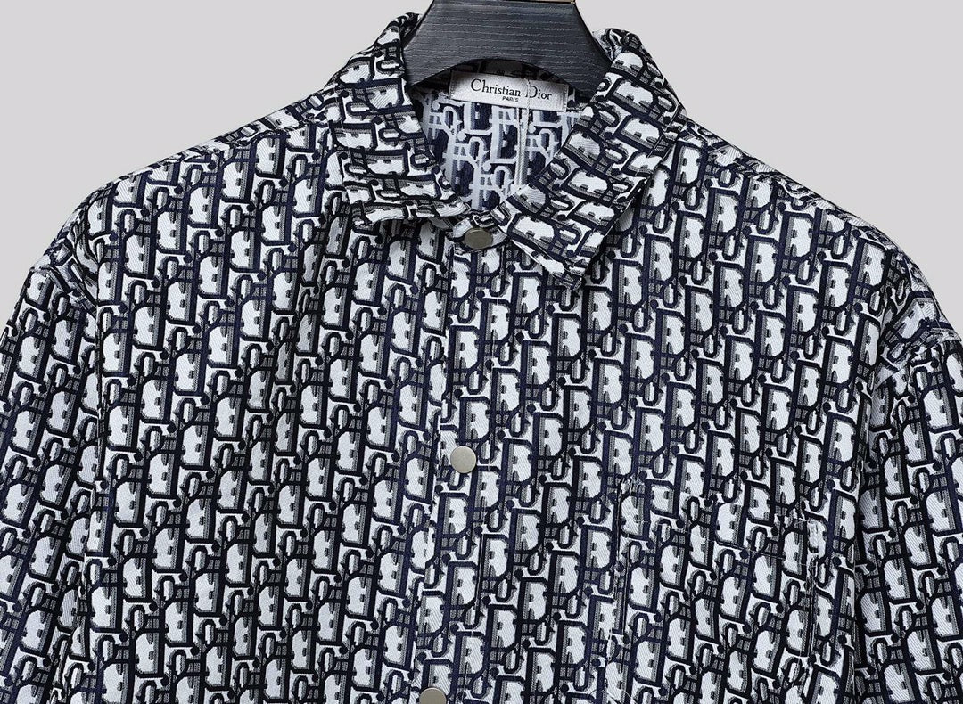 Men's Button Up Overshirt Jacket Oblique Cotton