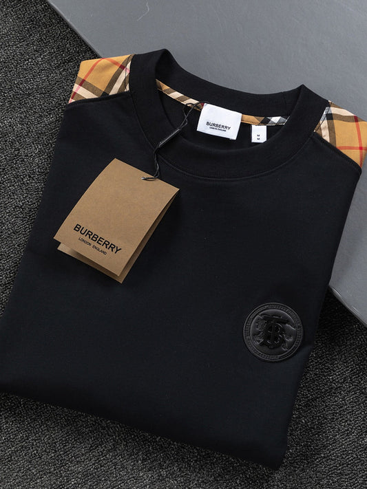 250218 New classic plaid patchwork T-shirts