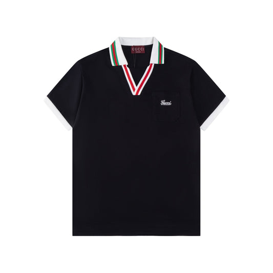 250218 New high quality navy collar polo shirt