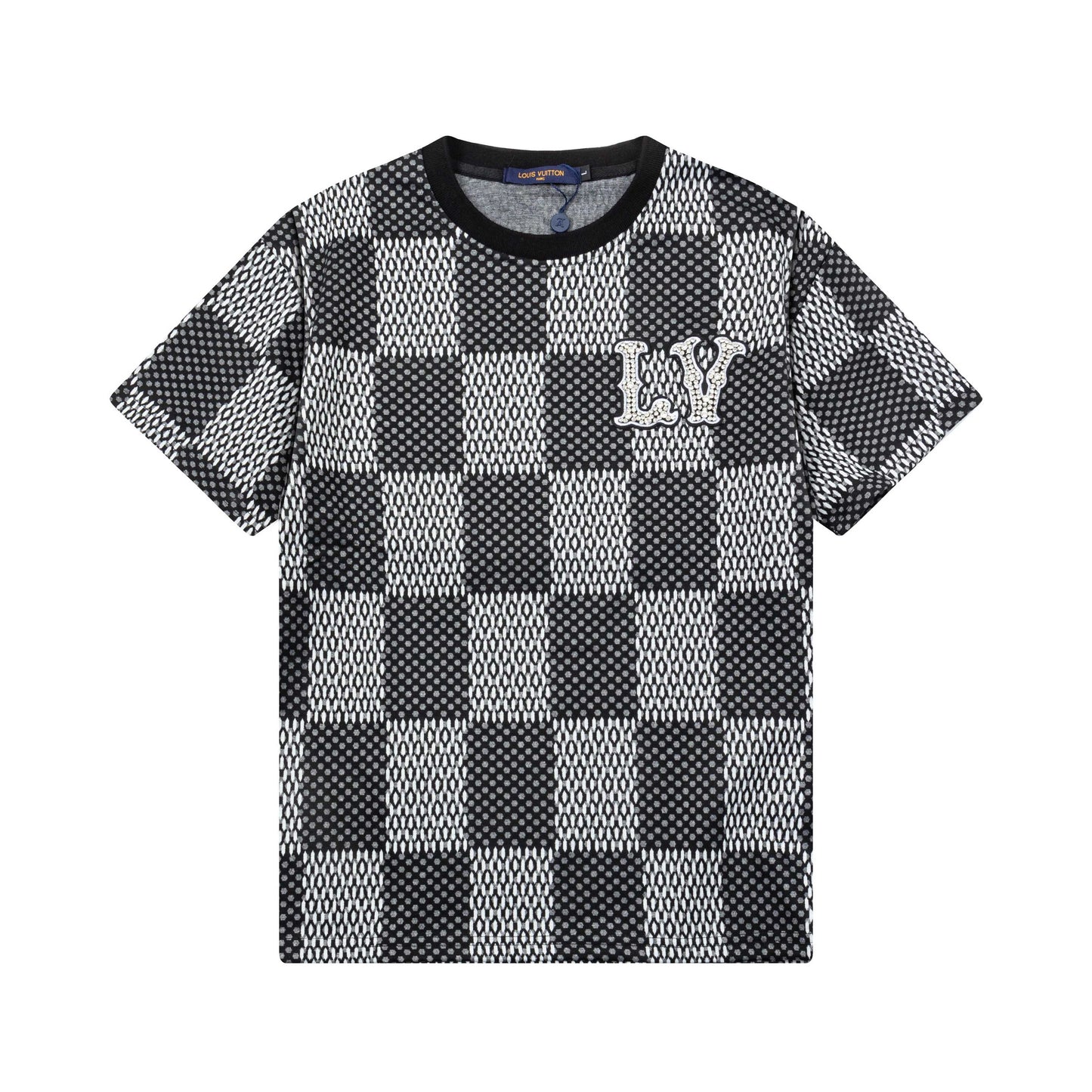 250305 New high quality checkerboard printed T-shirt