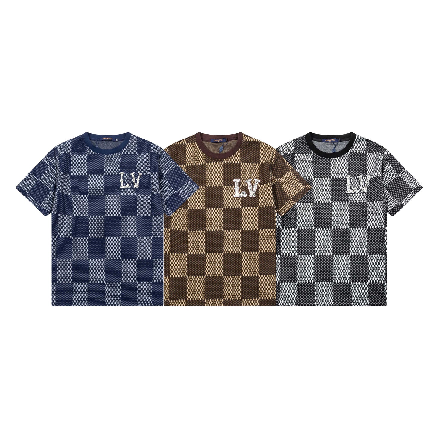 250305 New high quality checkerboard printed T-shirt