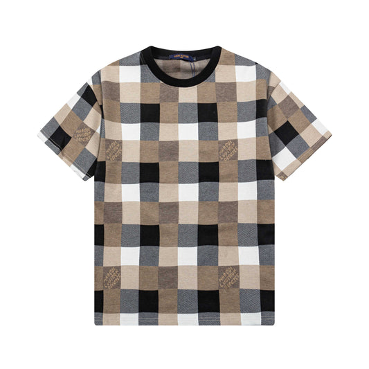 250305 New chequerboard printed T-shirt