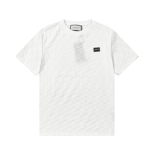 250305 New feature jacquard checkerboard dark print T-shirt