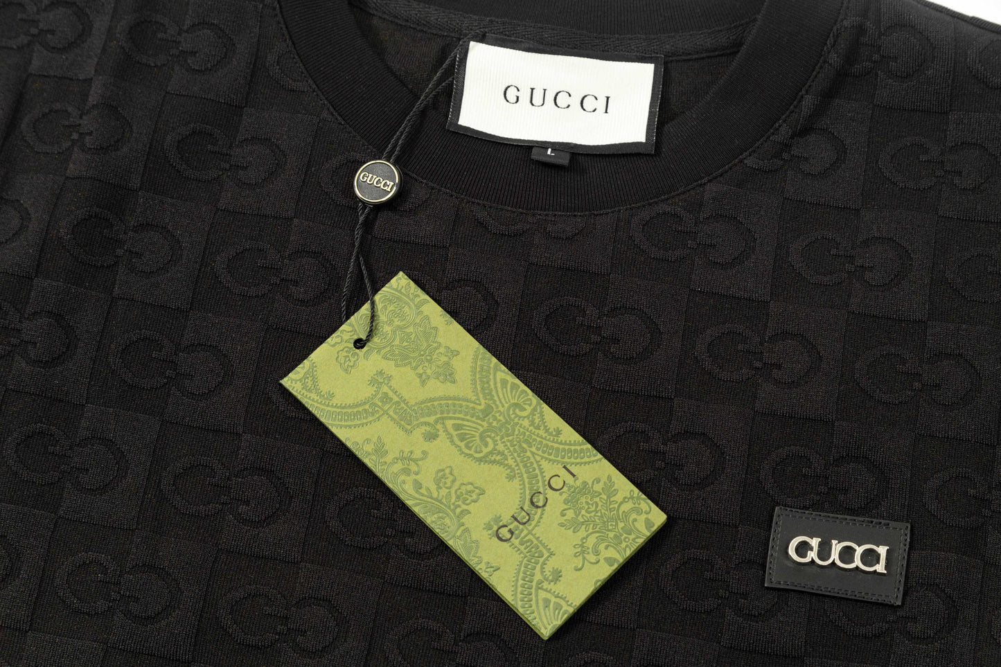 250305 New feature jacquard checkerboard dark print T-shirt