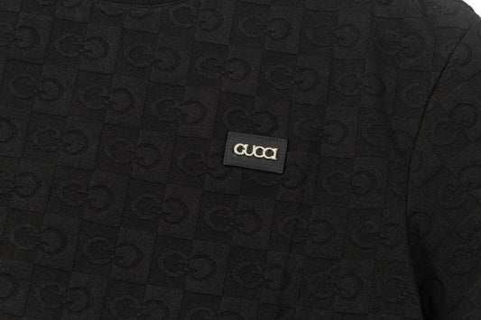 250305 New feature jacquard checkerboard dark print T-shirt