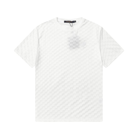 250305 New feature jacquard checkerboard dark print T-shirt