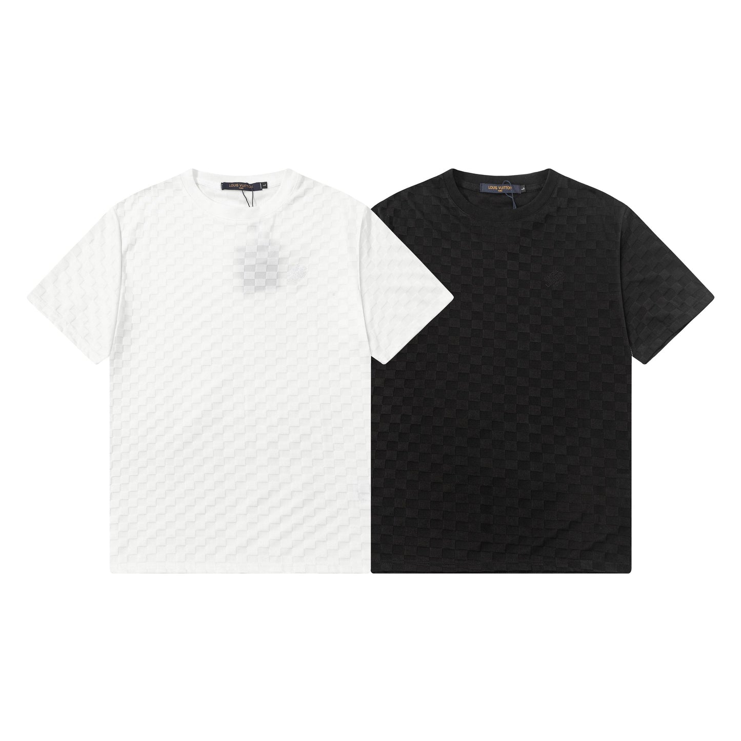 250305 New feature jacquard checkerboard dark print T-shirt