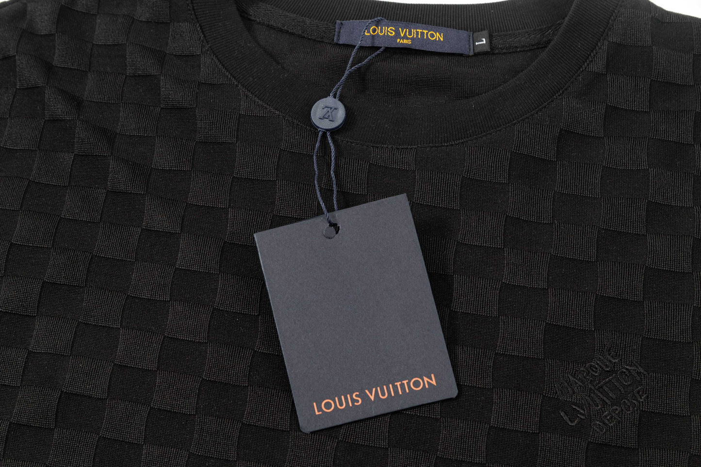 250305 New feature jacquard checkerboard dark print T-shirt