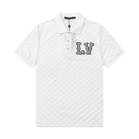 250305 New high quality knitted checkered polo shirt
