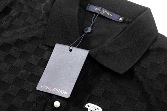 250305 New high quality knitted checkered polo shirt