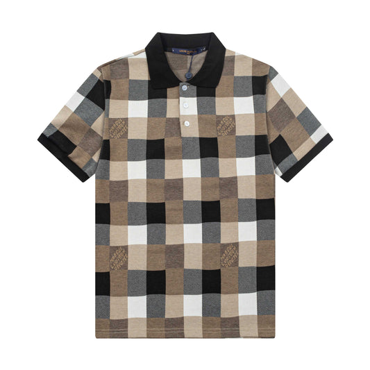 250305 High-end series of high quality checkered POLO shirt