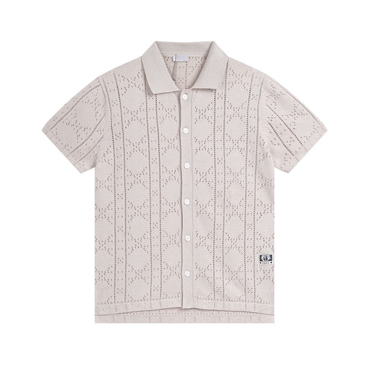 250313 New features diamond hollowed-out jersey lapel POLO