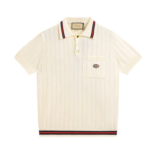 250318 New high quality pocket striped knit POLO