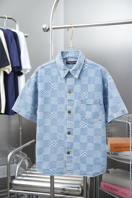250404 New high-quality checkered denim signature polo vest