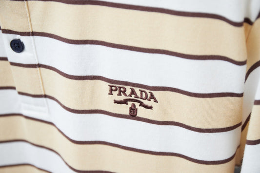 250404 New high-quality striped printed knitted POLO shirt