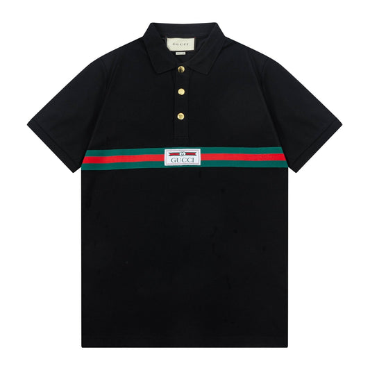 250408 New high-quality letter webbing POLO shirt
