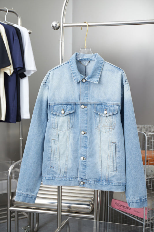 250513 New zipper-embroidered letter denim jacket