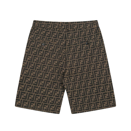 250604 New dark-patterned full-print jacquard linen shorts