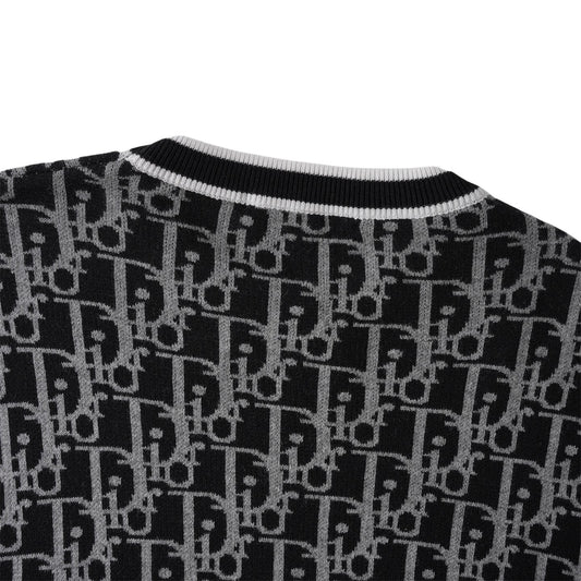 250617 New high-quality jacquard round-neck casual sweater T-shirt